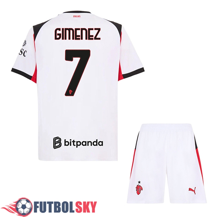 Camisetas De Futbol AC Milan (GIMENEZ #7) Ninos Segunda 2025/2026
