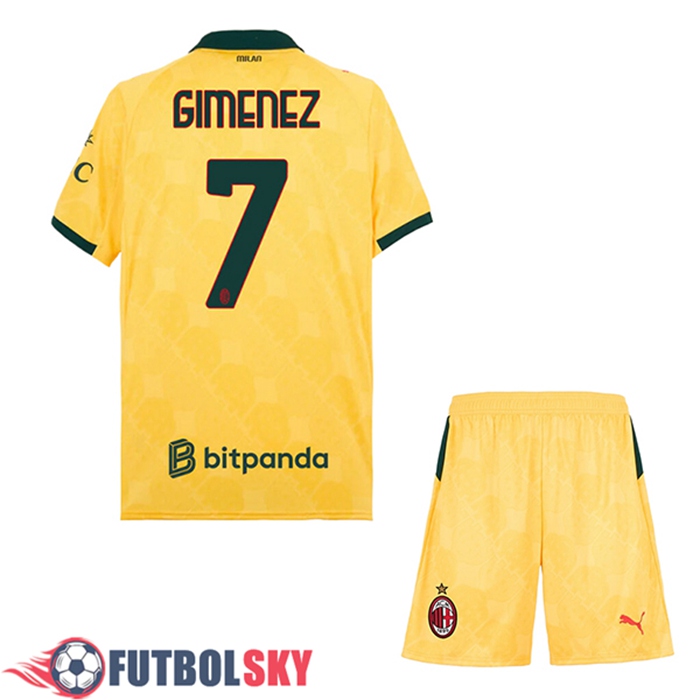 Camisetas De Futbol AC Milan (GIMENEZ #7) Ninos Tercera 2025/2026
