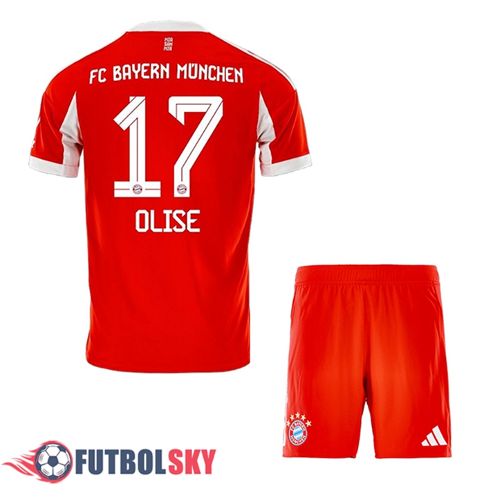 Camisetas De Futbol Bayern Munich (OLISE #17) Ninos Primera 2025/2026