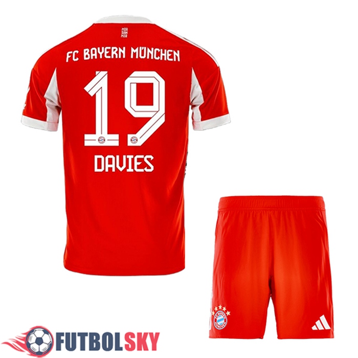 Camisetas De Futbol Bayern Munich (DAVIES #19) Ninos Primera 2025/2026