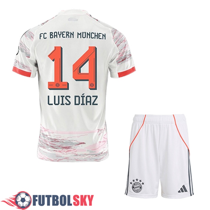 Camisetas De Futbol Bayern Munich (LUIS DÍAZ #14) Ninos Segunda 2025/2026