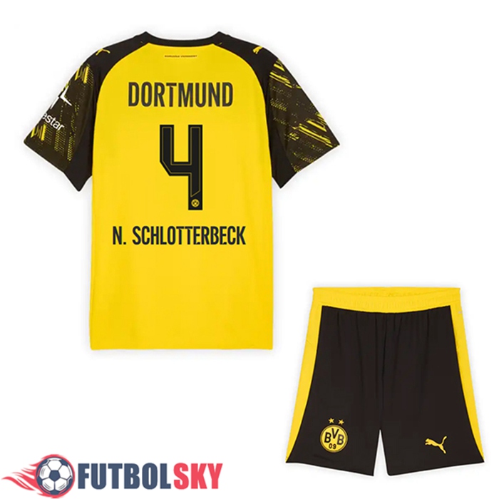Camisetas De Futbol Dortmund (N.SCHLOTTERBECK #4) Ninos Primera 2025/2026