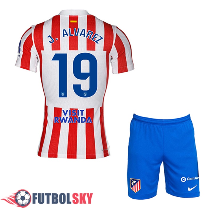 Camisetas De Futbol Atletico Madrid (J. ALVAREZ #19) Ninos Primera 2025/2026
