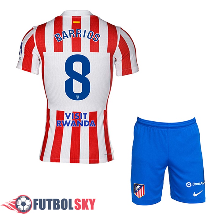 Camisetas De Futbol Atletico Madrid (BARRIOS #8) Ninos Primera 2025/2026