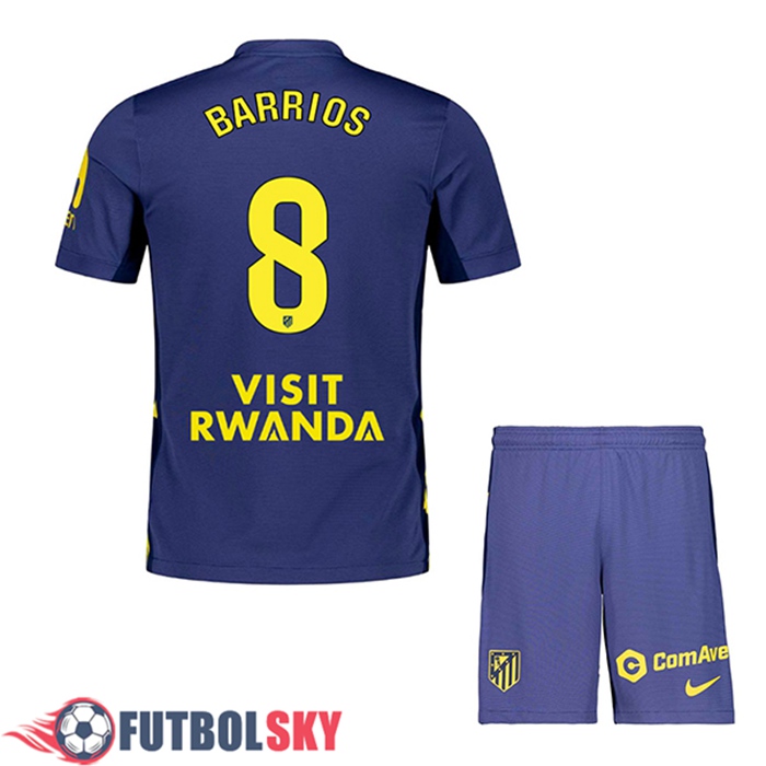Camisetas De Futbol Atletico Madrid (BARRIOS #8) Ninos Segunda 2025/2026