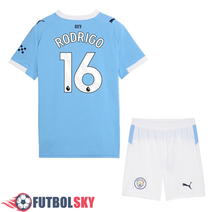 Camisetas De Futbol Manchester City (RODRIGO #16) Ninos Primera 2025/2026