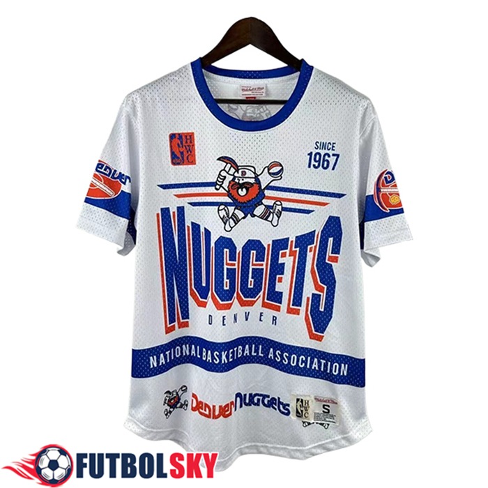 Camisetas NBA Denver Nuggets Retro 2025/26 Blanco/Azul/Naranja
