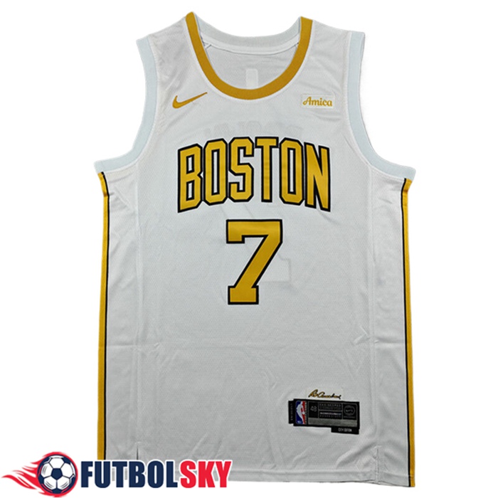 Camisetas NBA Boston Celtics (BROWN #7) 2025/26 Blanco/Amarillo