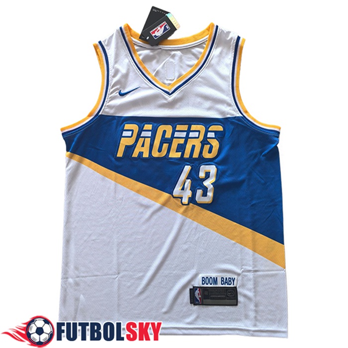 Camisetas NBA Indiana Pacers (SIAKAM #43) 2025/26 Blanco/Azul/Amarillo