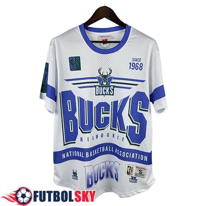 Camisetas NBA Milwaukee Bucks Retro 2025/26 Blanco/Azul