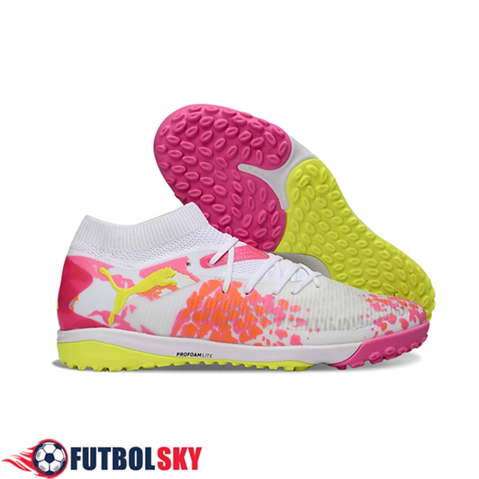 PUMA Botas De Fútbol FUTURE 8 ULTIMATE TF Blanco/Rosa/Amarillo