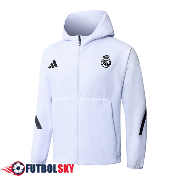 Chaqueta Con Capucha Real Madrid Blanco/Negro 2025/2026