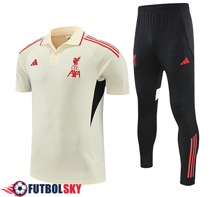 Camiseta Polo FC Liverpool Beige/Rojo/Negro 2025/2026