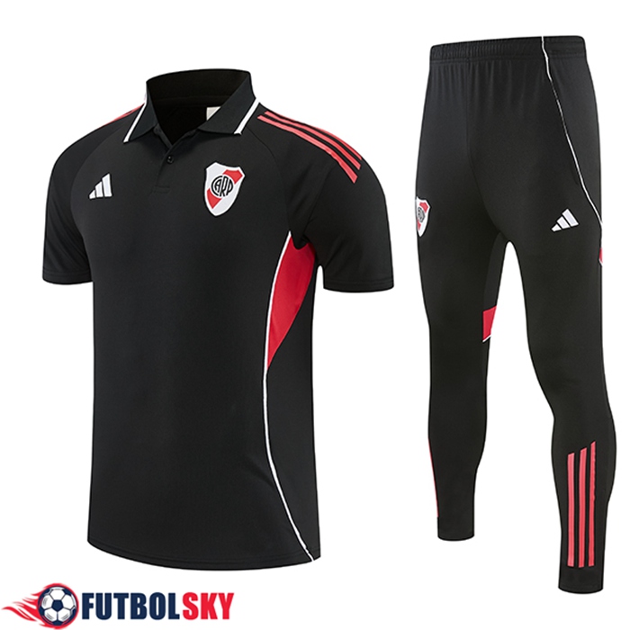 Camiseta Polo Riverbed Negro/Rojo 2025/2026