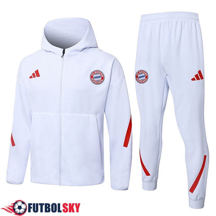 Chaqueta Con Capucha Chandal Rompevientos Bayern Munich Blanco/Rojo 2025/2026