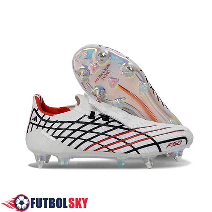 Adidas Botas De Fútbol F50 Elite SG Blanco/Negro/Rojo