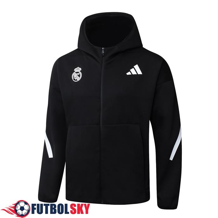 Chaqueta Con Capucha Real Madrid Negro/Blanco 2025/2026