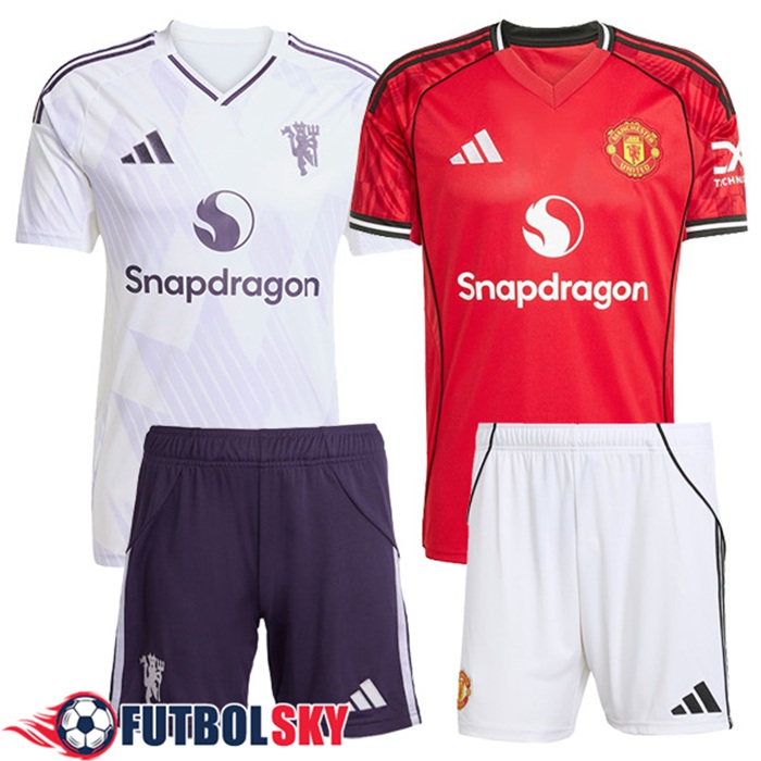 Camiseta Manchester United Caja de Regalo Promocional Primera + Segunda + Cortos 2025/2026