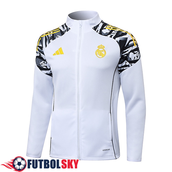 Chaquetas Futbol Real Madrid Blanco/Negro/Amarillo 2025/2026