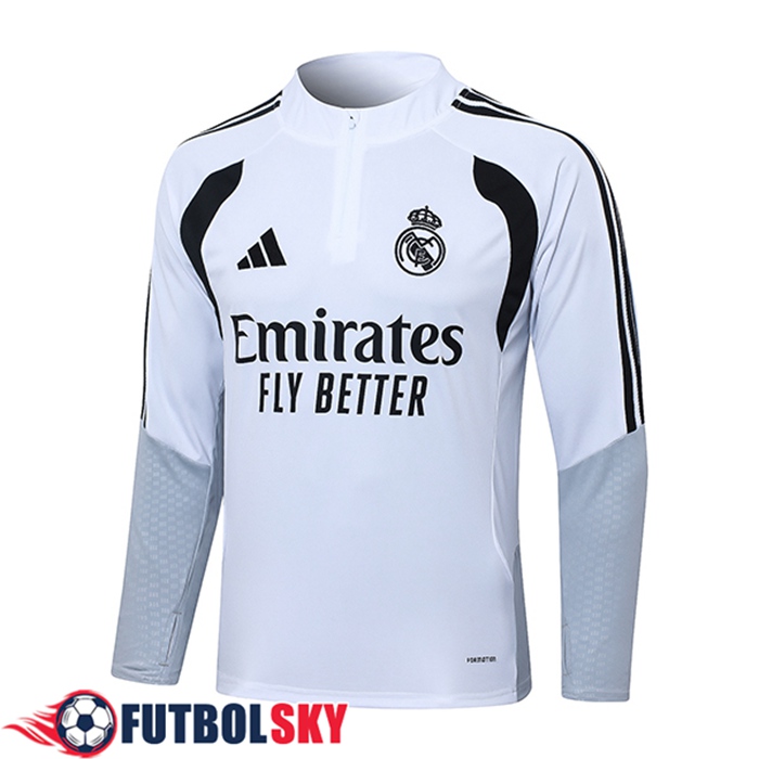 Sudadera De Entrenamiento Real Madrid Blanco/Gris/Negro 2026/2027