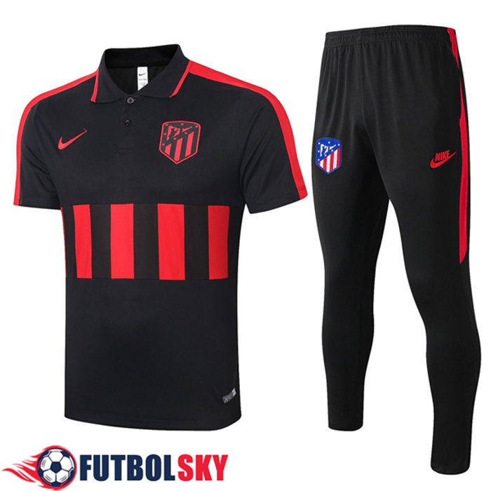 Camiseta Polo Atletico Madrid + Pantalones Negro Rojo 2020/2021