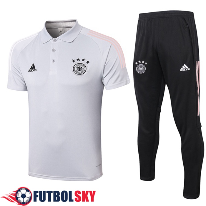 Camiseta Polo Alemania + Pantalones Gris Claro 2020/2021