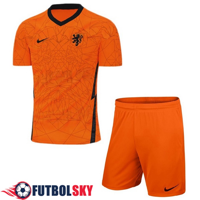 Camiseta Países Bajos F.DE JONG 21 Niños Titular UEFA Euro 2020 Imitacion