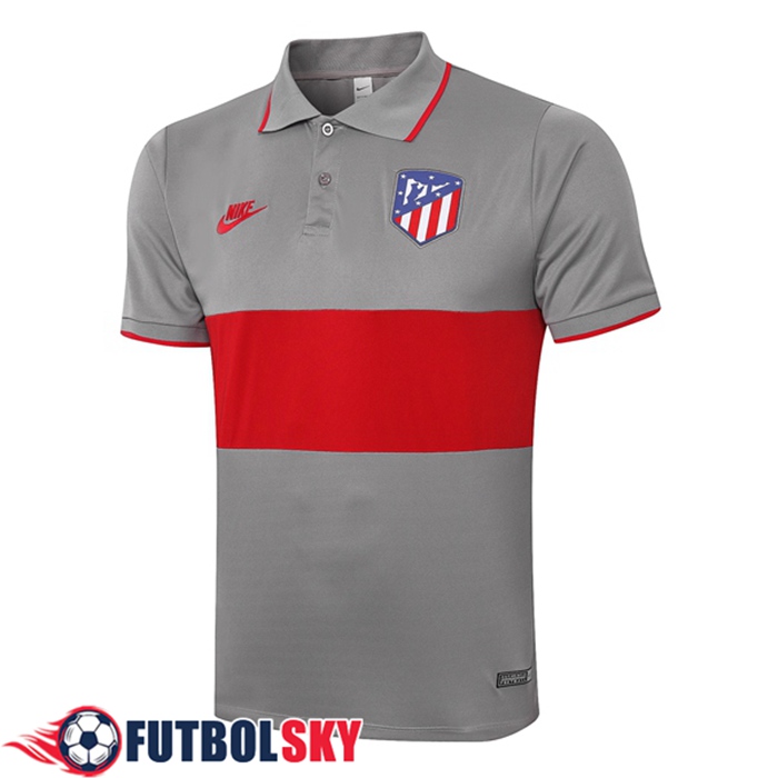 Camiseta Polo Futbol Atletico Madrid Gris Rojo 2020/2021