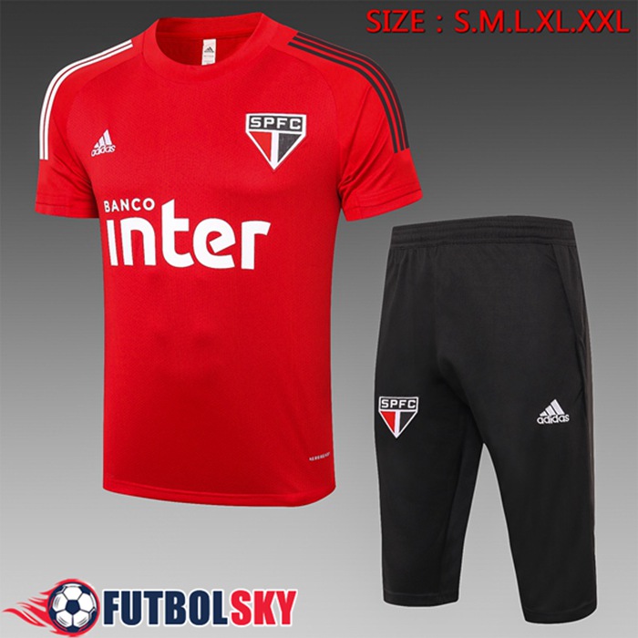 Camiseta Entrenamiento Sao Paulo FC + Pantalones 3/4 Rojo 2020/2021