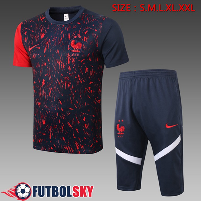 Camiseta Entrenamiento Francia + Pantalones 3/4 Negro 2020/2021
