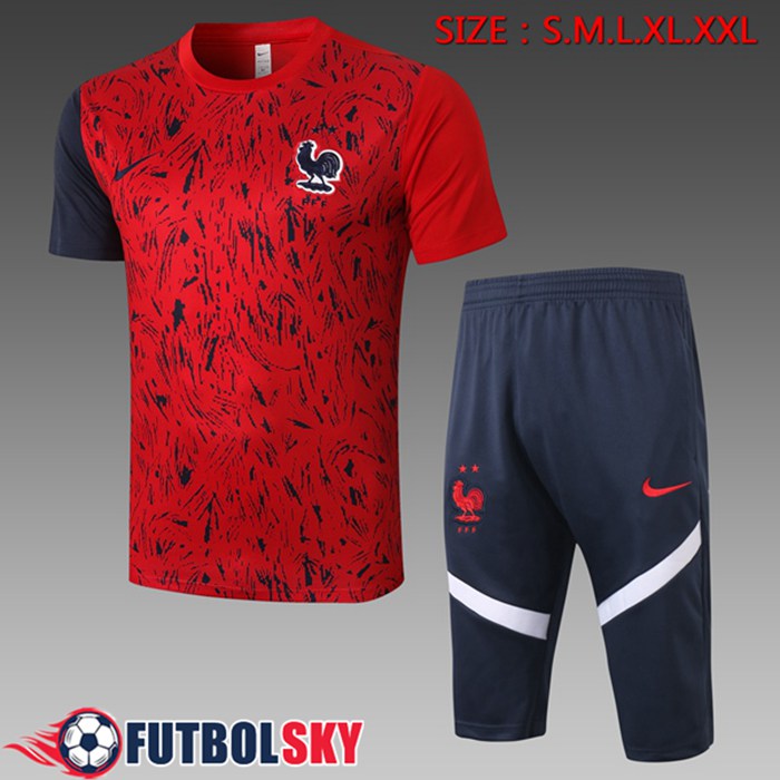 Camiseta Entrenamiento Francia + Pantalones 3/4 Rojo 2020/2021