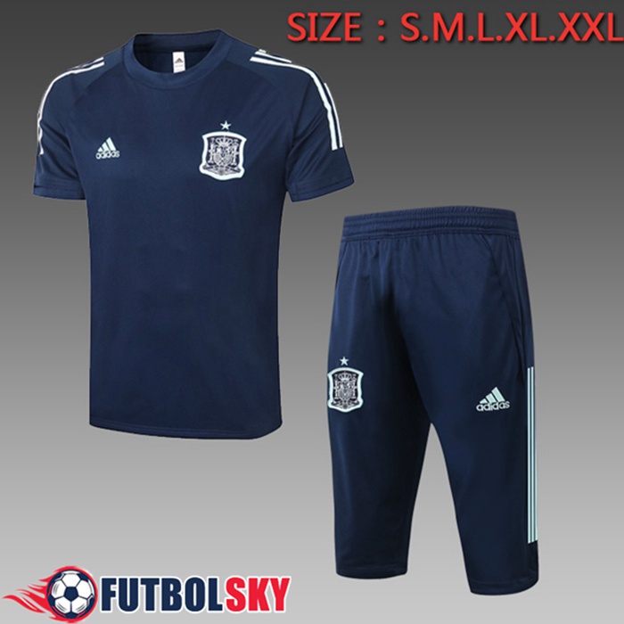 Camiseta Entrenamiento España + Pantalones 3/4 Azul 2020/2021