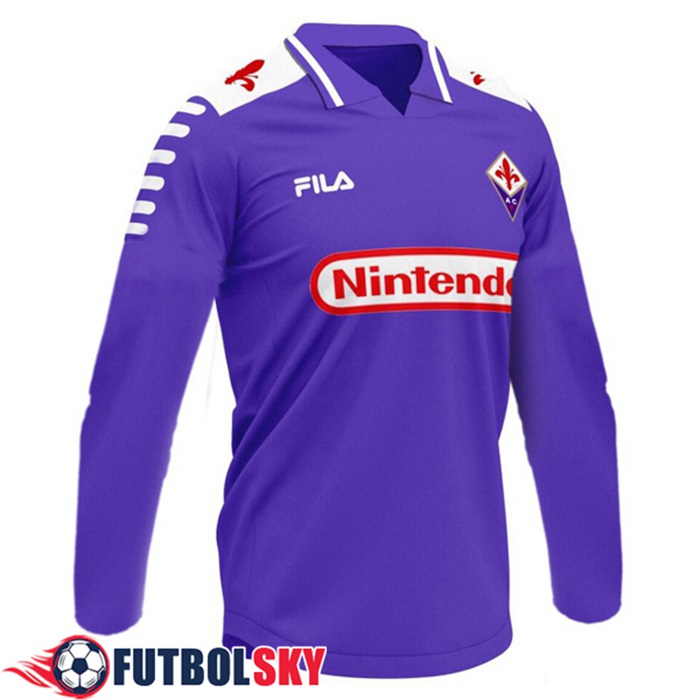 Camiseta De Futbol ACF Fiorentina Retro Titular Manga Larga 1998/1999