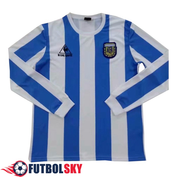 Camiseta De Futbol Argentina Retro Titular Manga Larga 1986