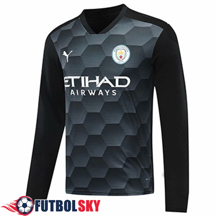 Camiseta Manchester City Portero Negro Manga Larga 2020/2021