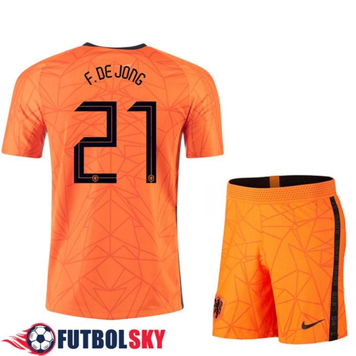 Camiseta Países Bajos (F.DE JONG 21) Niños Titular UEFA Euro 2020