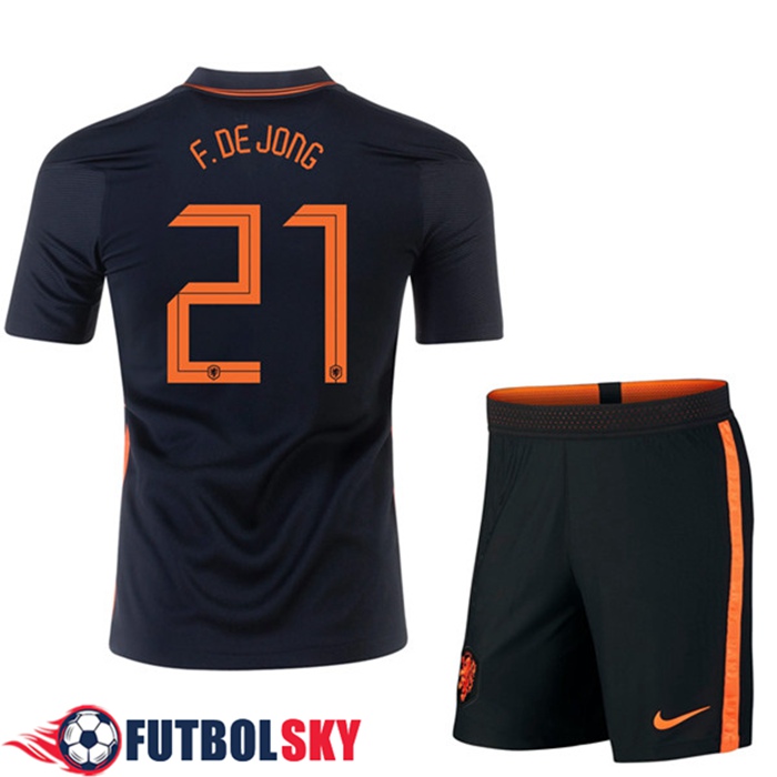Camiseta Países Bajos (F.DE JONG 21) Niños Alternativo UEFA Euro 2020